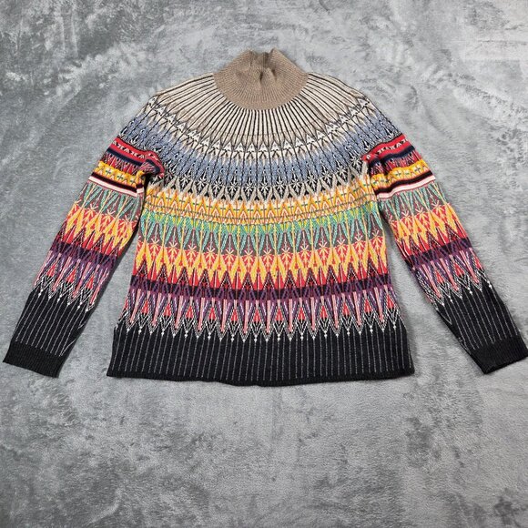 Anthropologie Maeve Sweater Womens XS Prismatic Fair Isle Preppy Retro Pullover - Picture 1 of 10